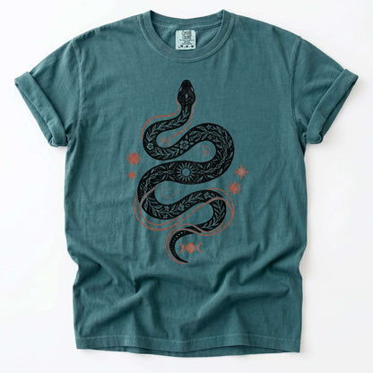 Mystical Celestial Snake Vintage Washed T-Shirt