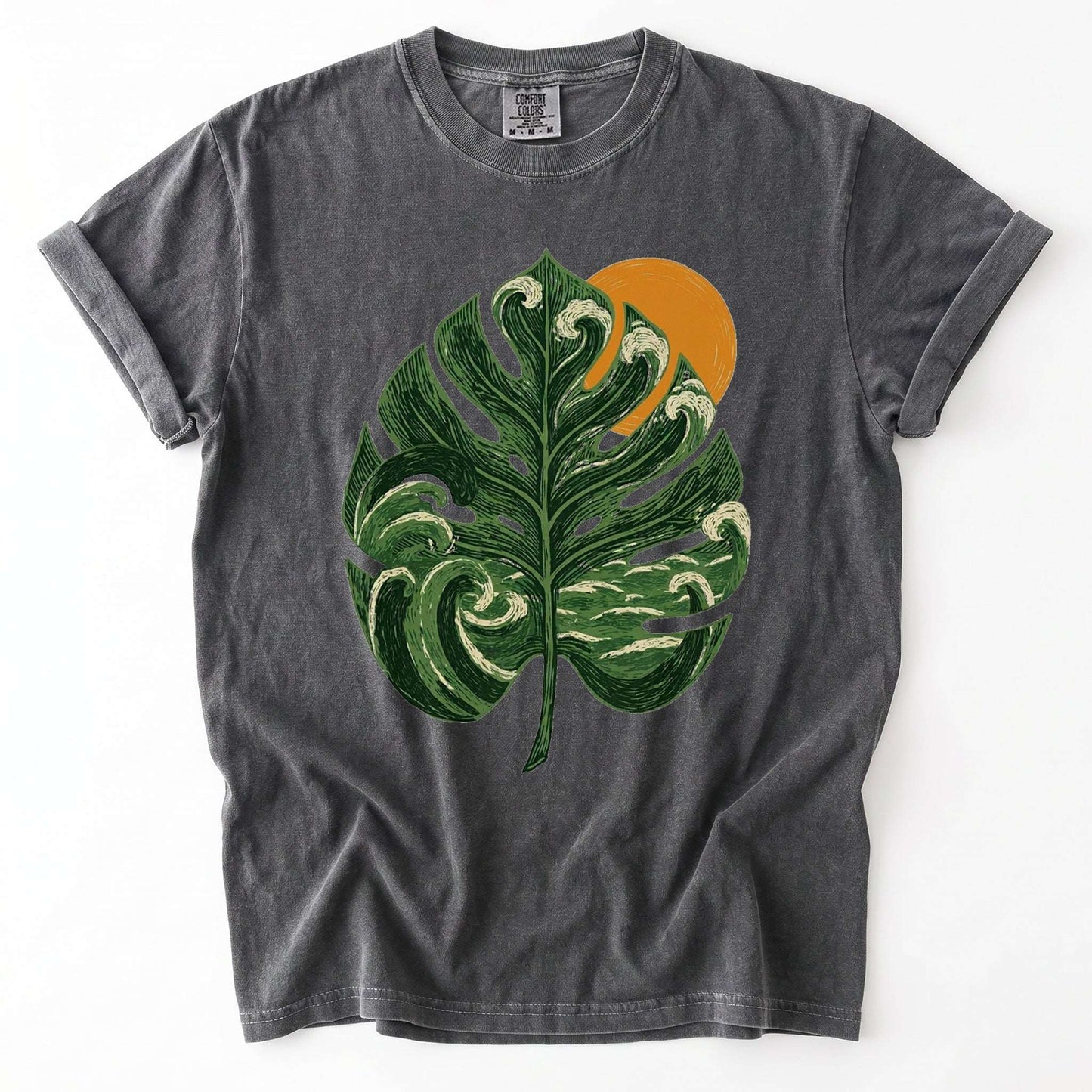 Ocean Wave Monstera Vintage Washed T-Shirt