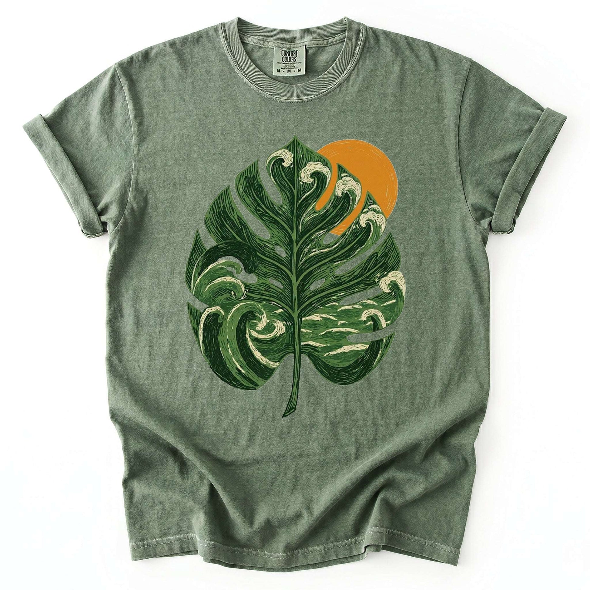Ocean Wave Monstera Vintage Washed T-Shirt