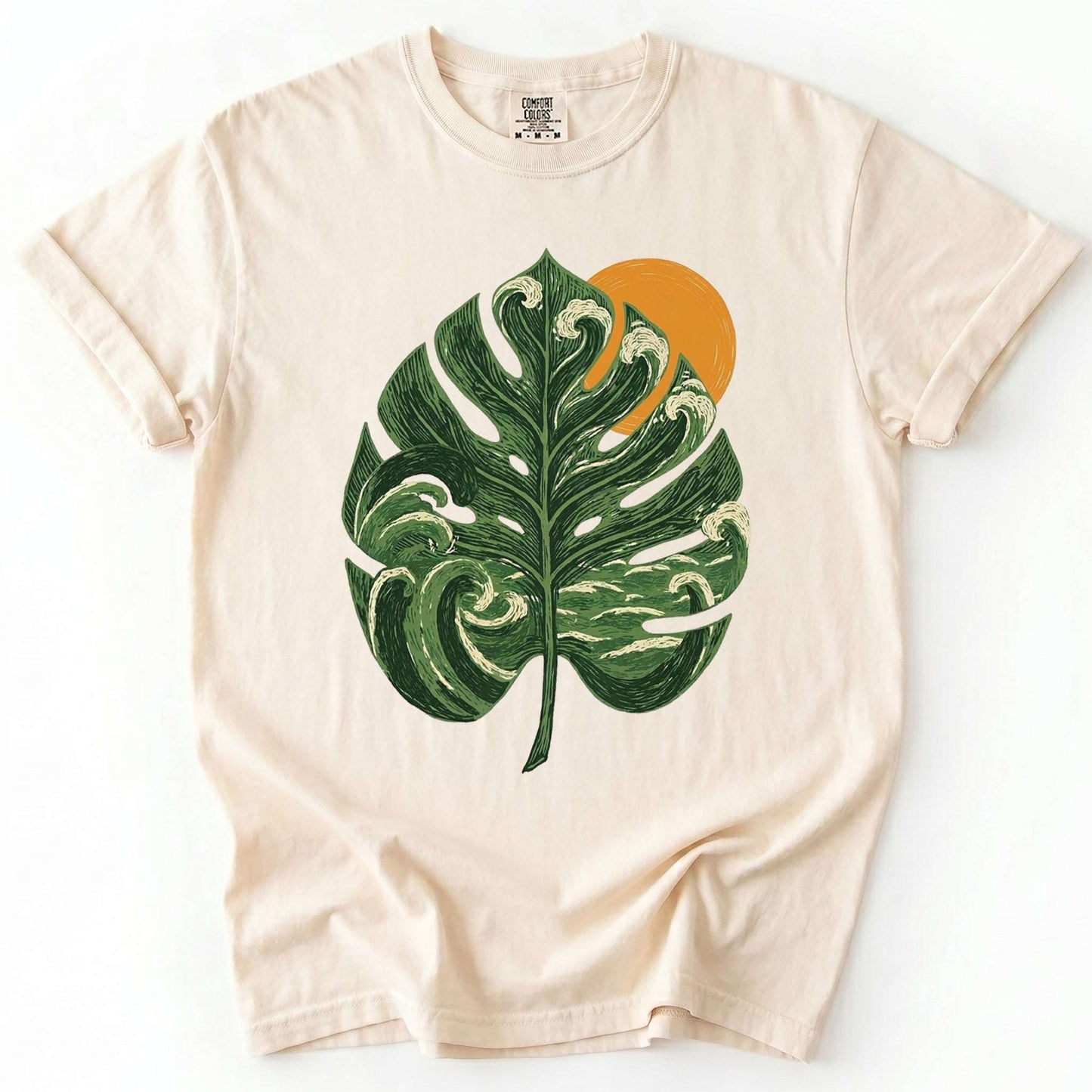 Ocean Wave Monstera Vintage Washed T-Shirt
