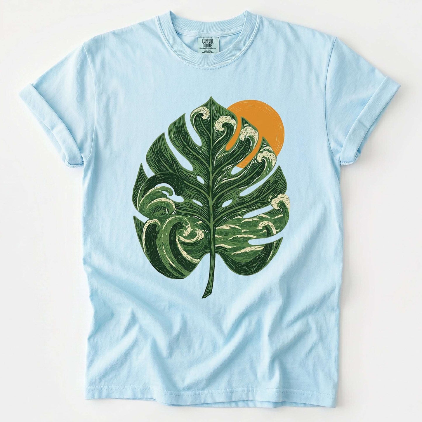 Ocean Wave Monstera Vintage Washed T-Shirt
