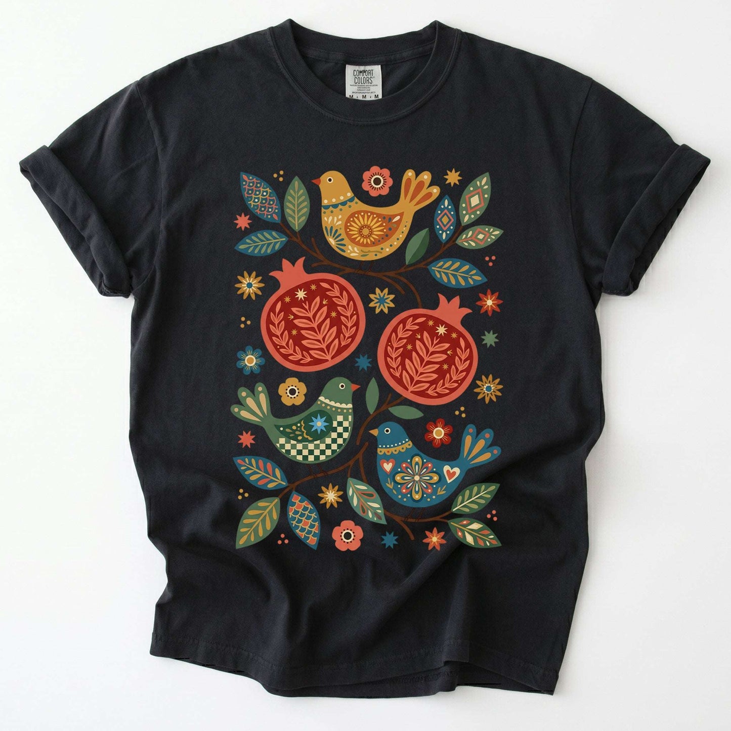Pomegranates and Birds Vintage Washed T-Shirt