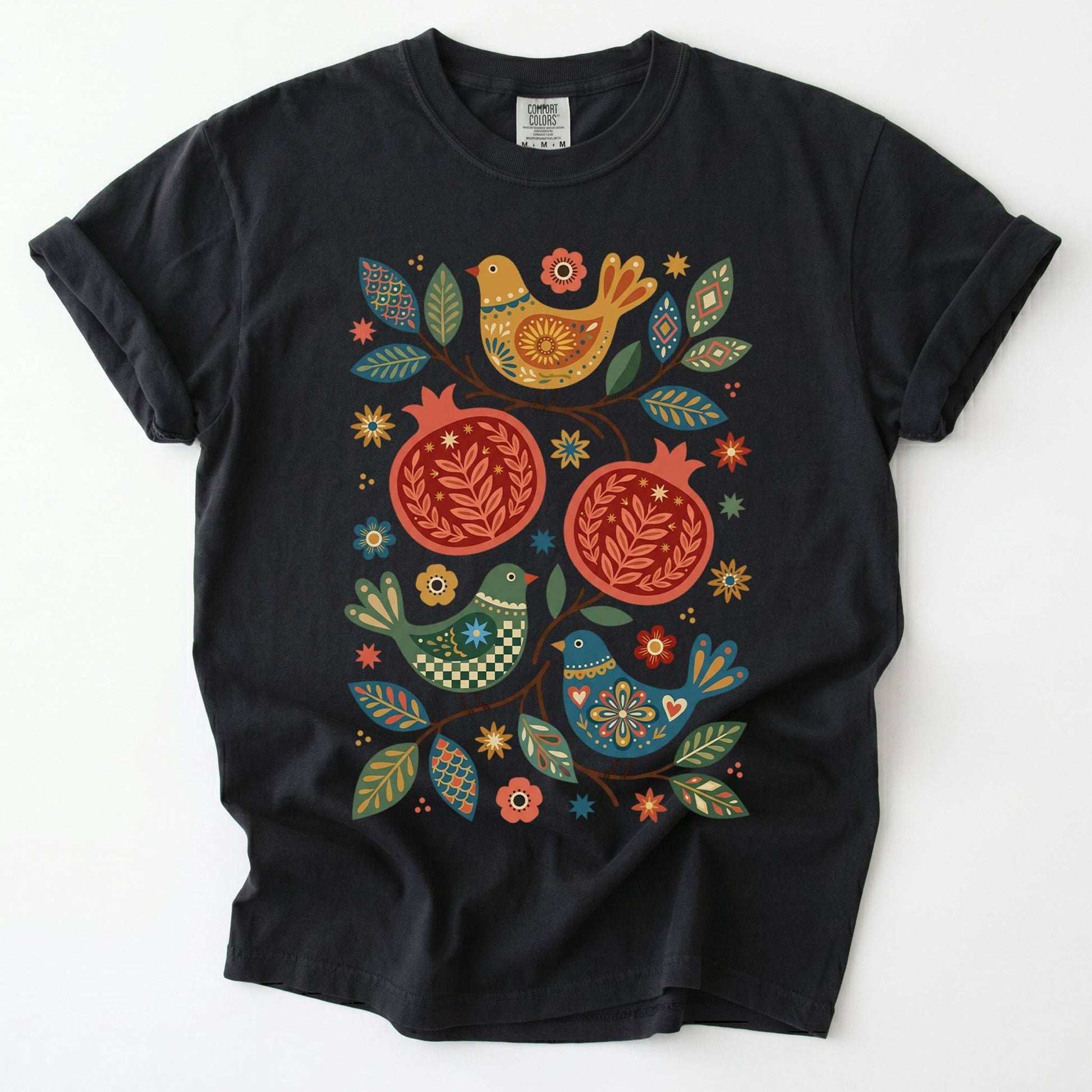 Pomegranates and Birds Vintage Washed T-Shirt