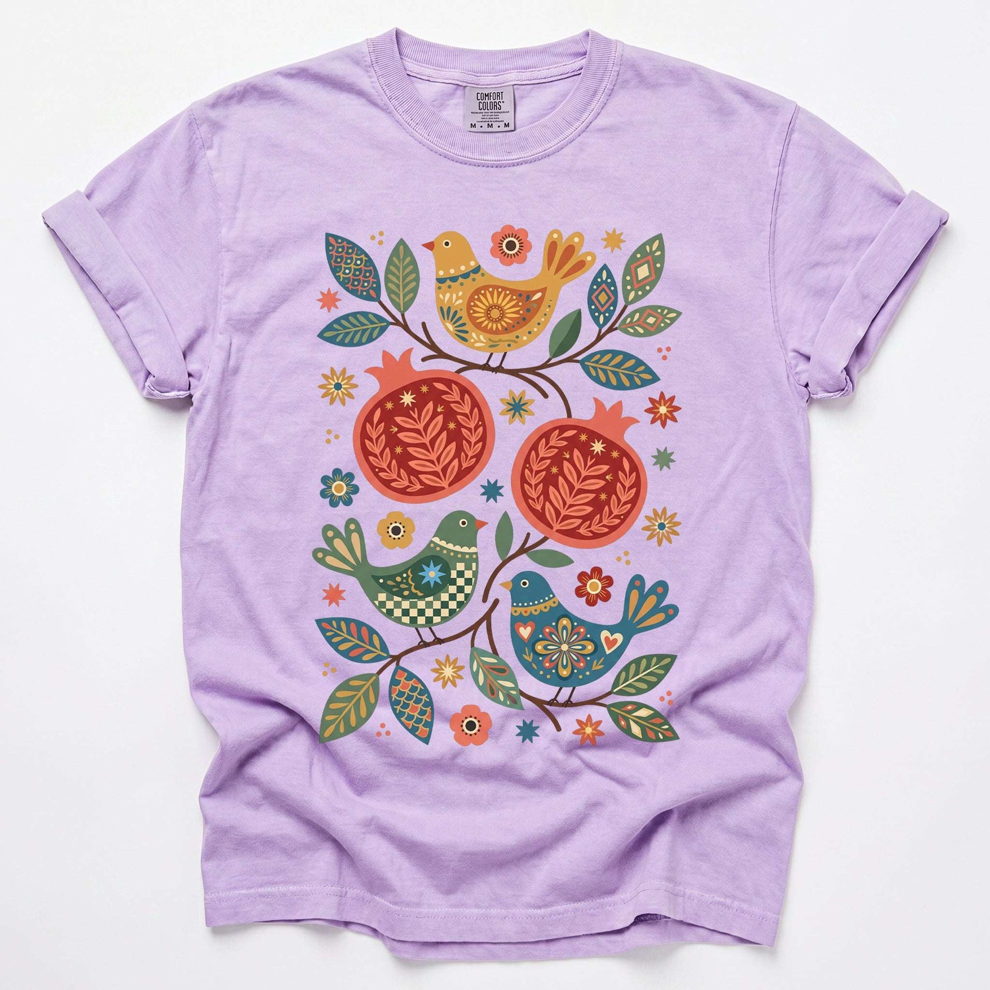 Pomegranates and Birds Vintage Washed T-Shirt