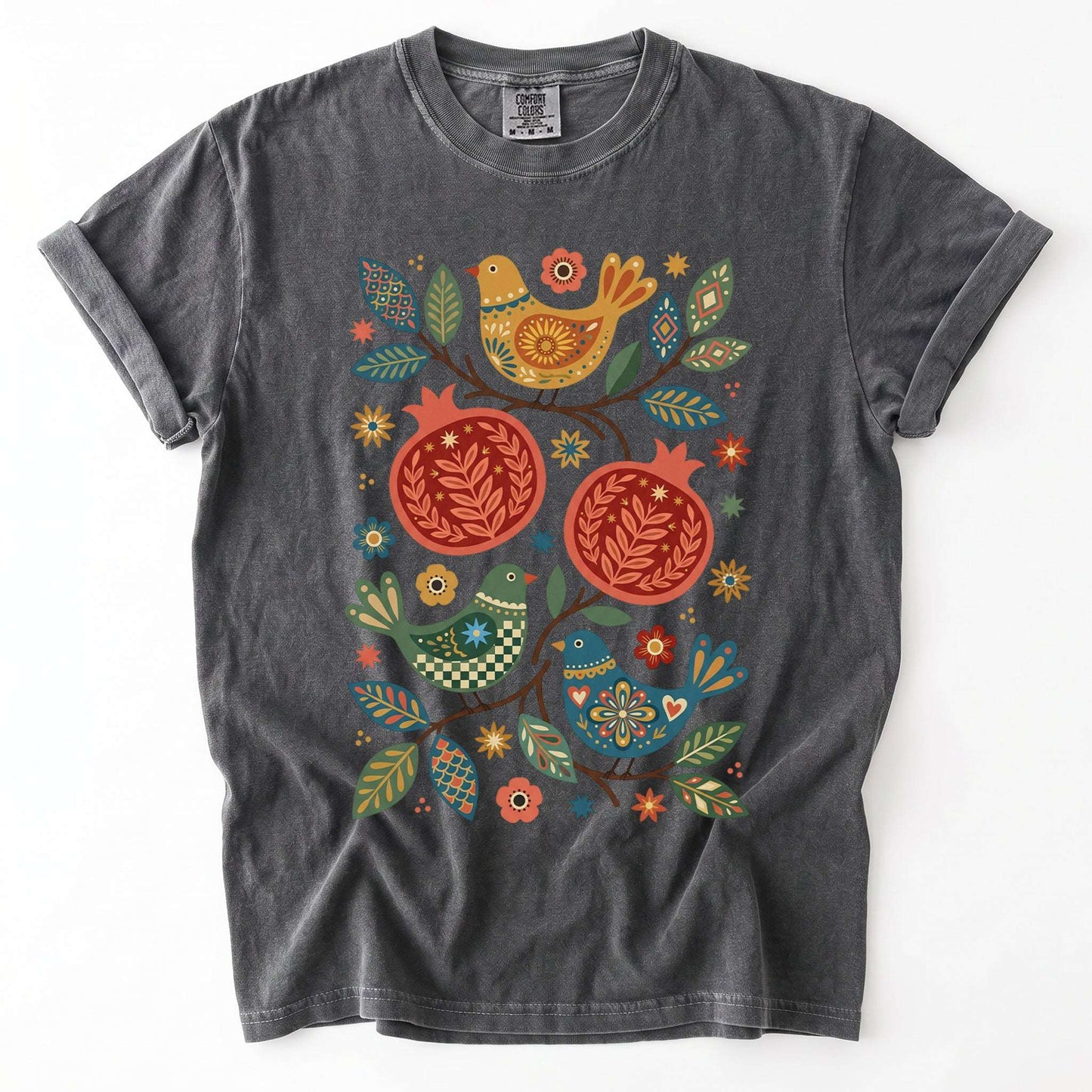 Pomegranates and Birds Vintage Washed T-Shirt