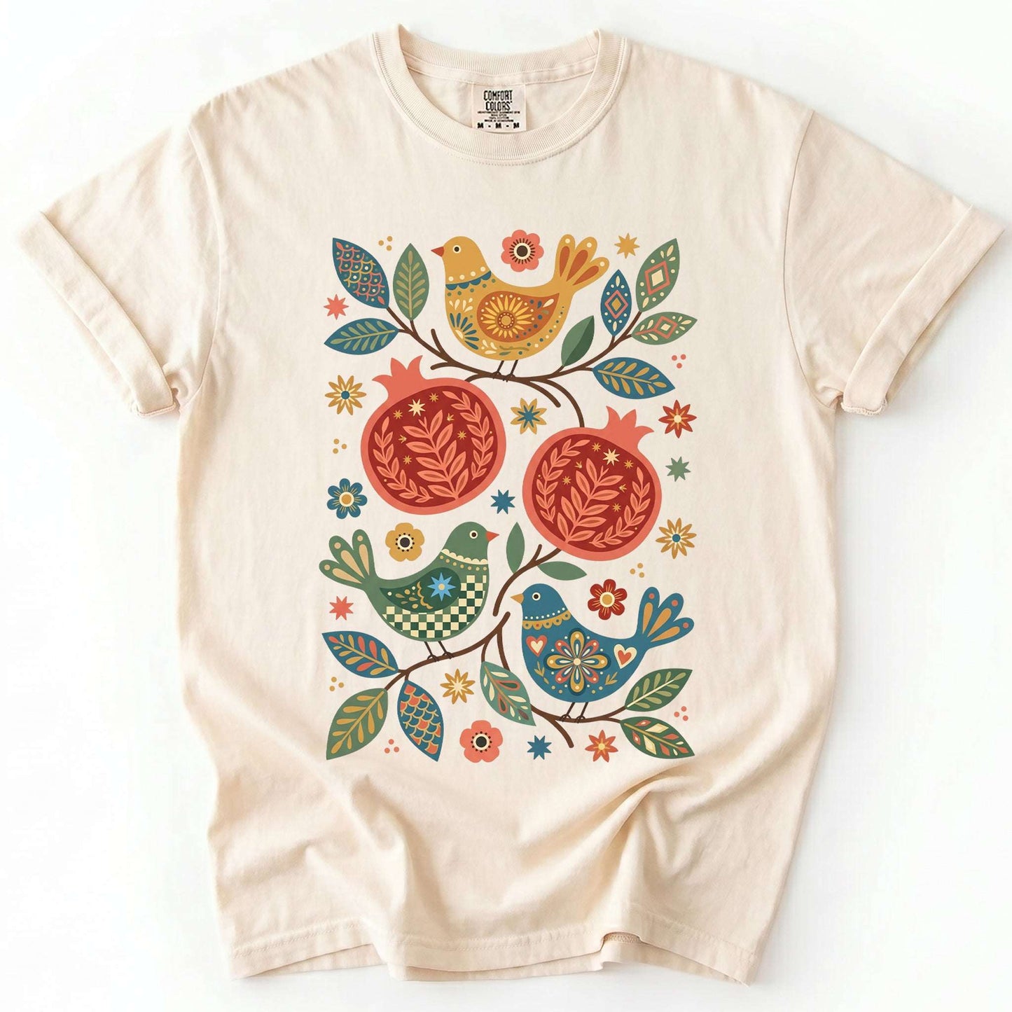 Pomegranates and Birds Vintage Washed T-Shirt