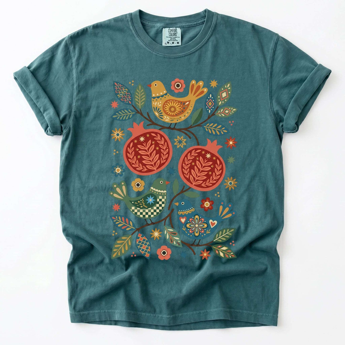 Pomegranates and Birds Vintage Washed T-Shirt