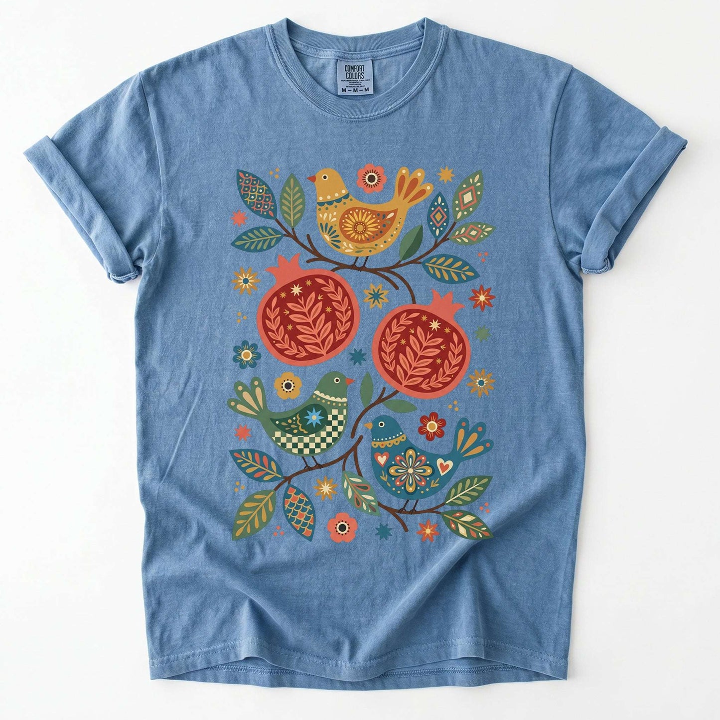 Pomegranates and Birds Vintage Washed T-Shirt