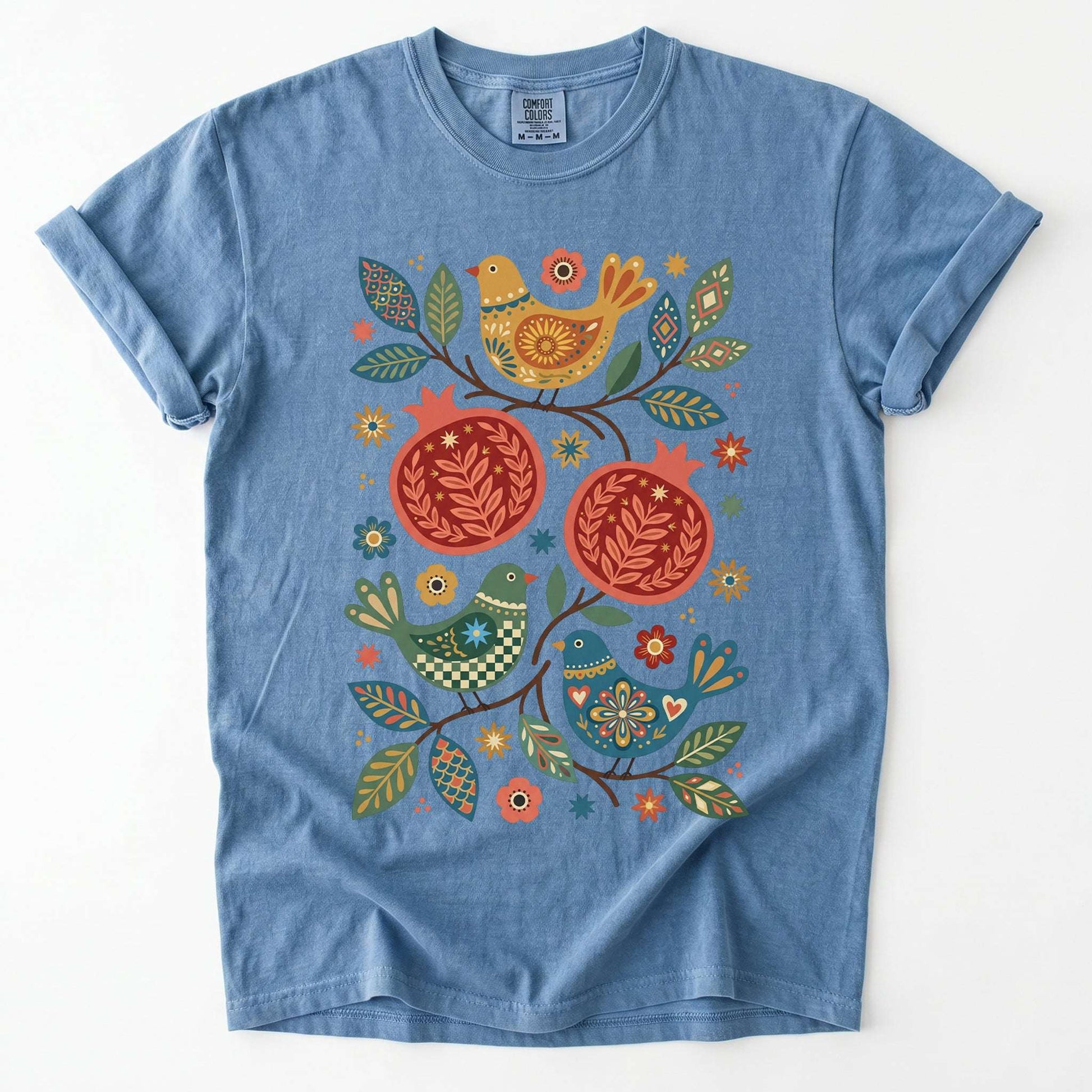 Pomegranates and Birds Vintage Washed T-Shirt