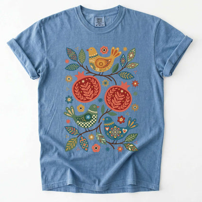 Pomegranates and Birds Vintage Washed T-Shirt