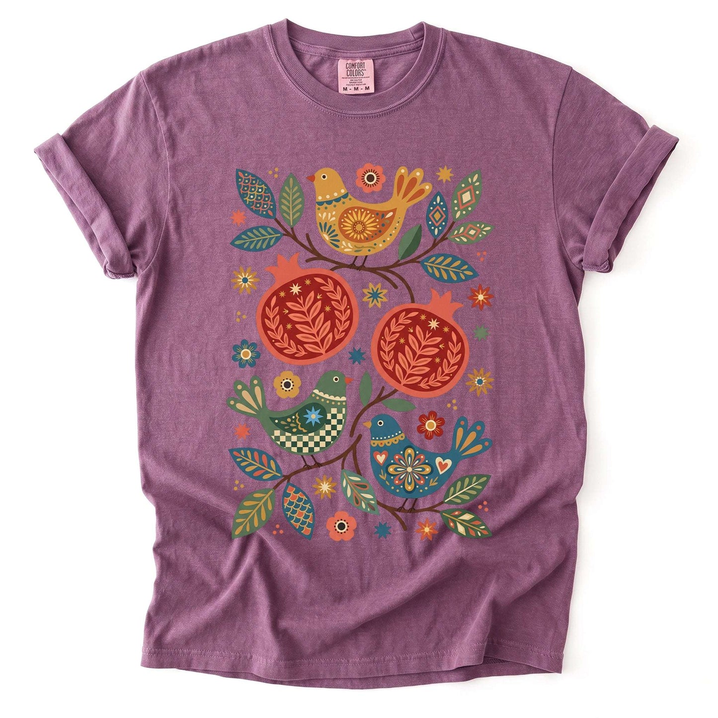Pomegranates and Birds Vintage Washed T-Shirt