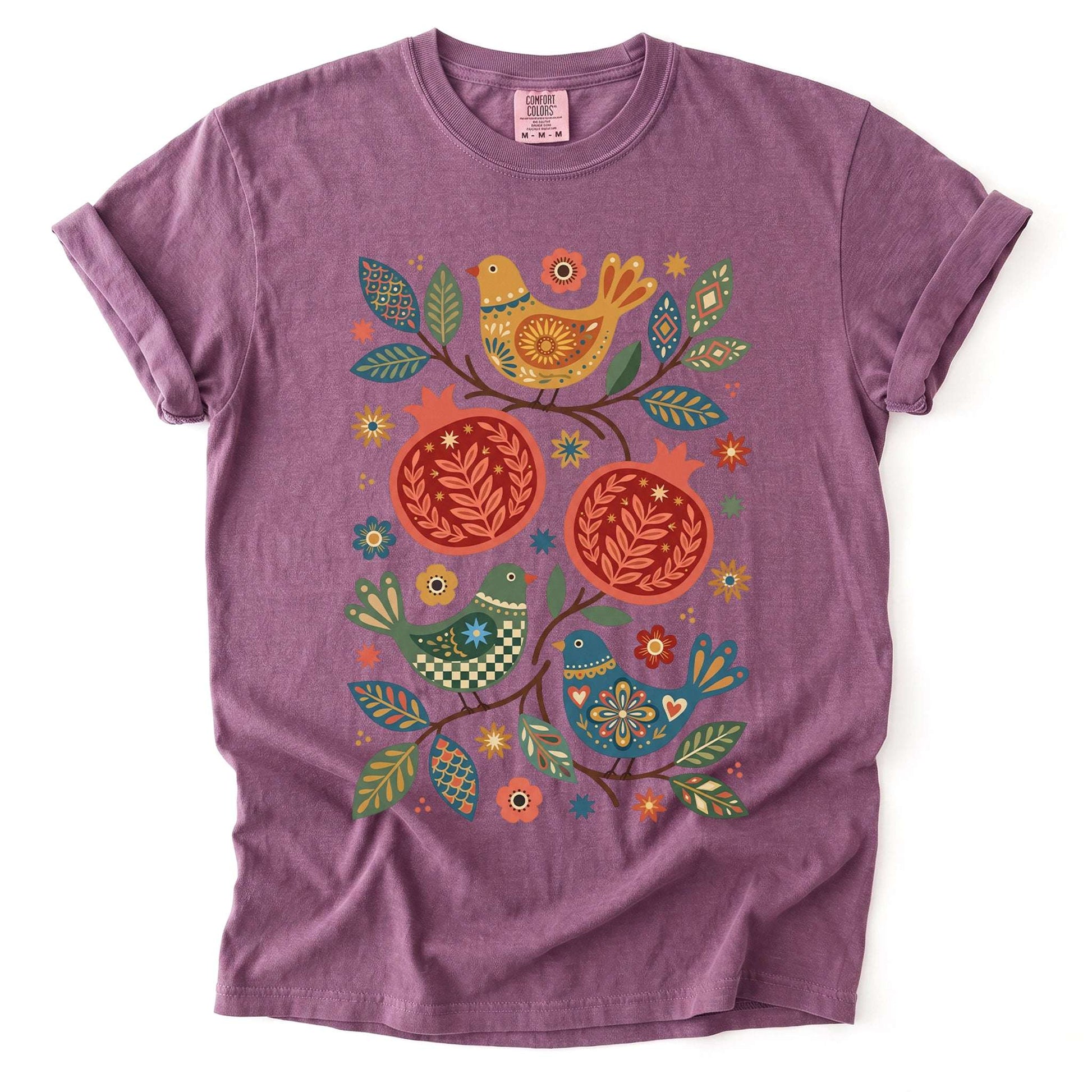 Pomegranates and Birds Vintage Washed T-Shirt
