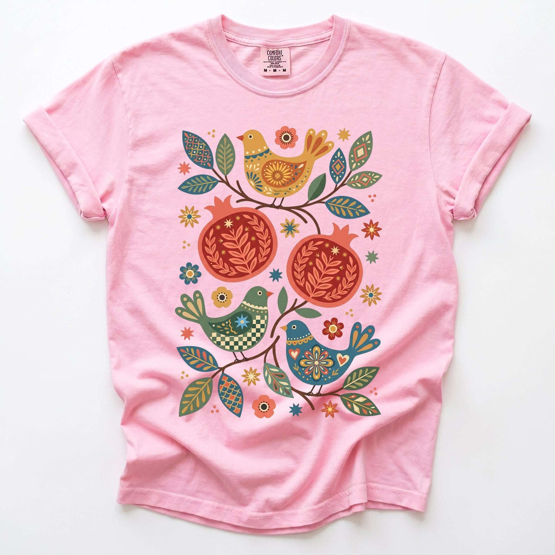 Pomegranates and Birds Vintage Washed T-Shirt