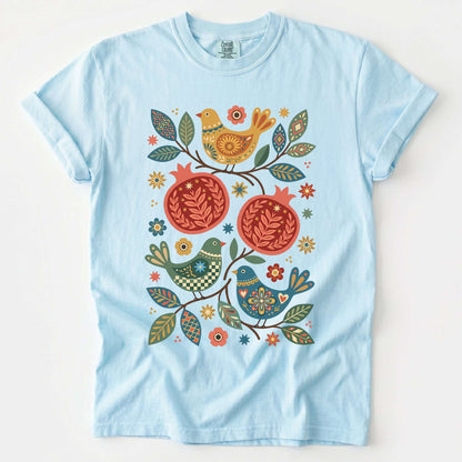 Pomegranates and Birds Vintage Washed T-Shirt
