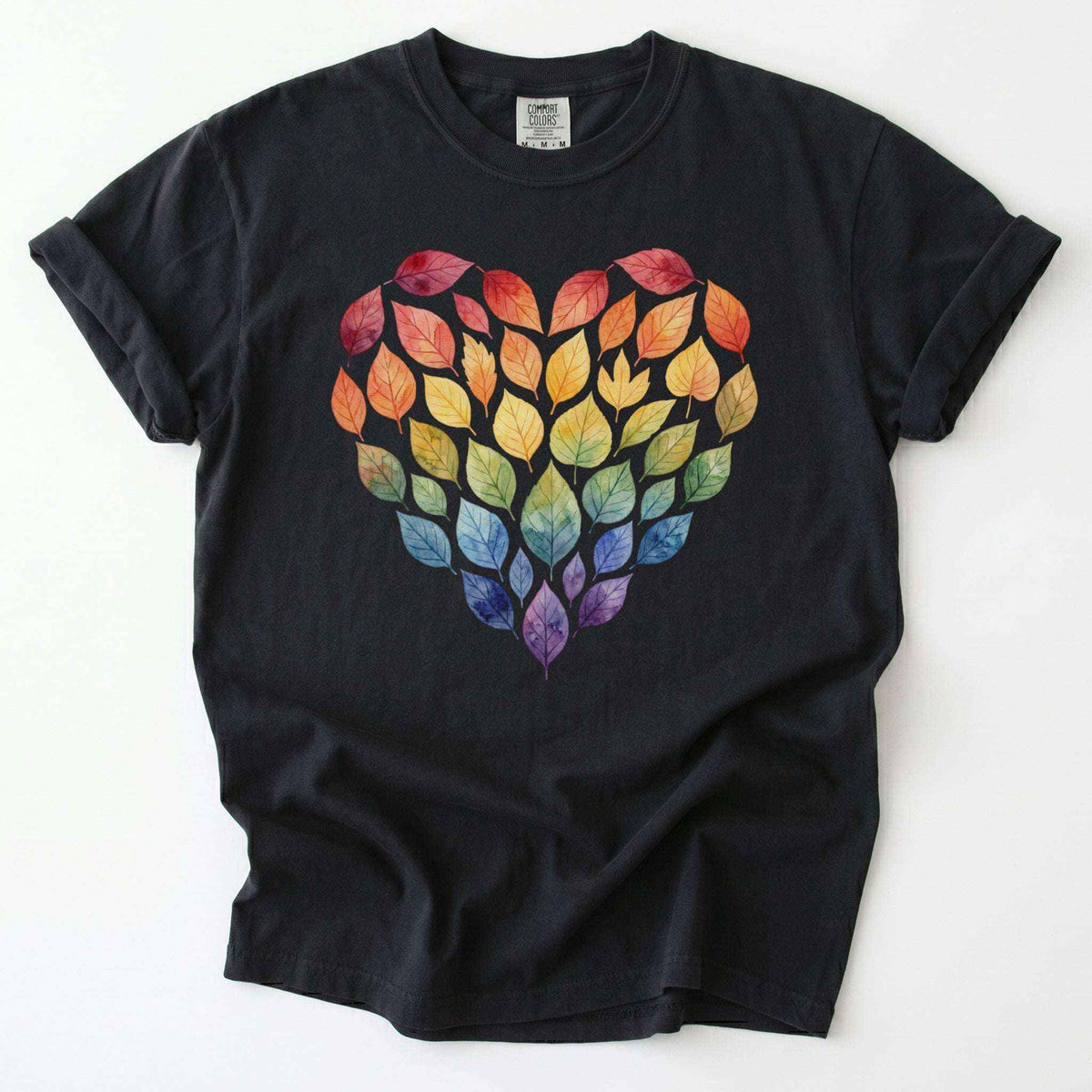 Rainbow Leaf Heart Vintage Washed T-Shirt