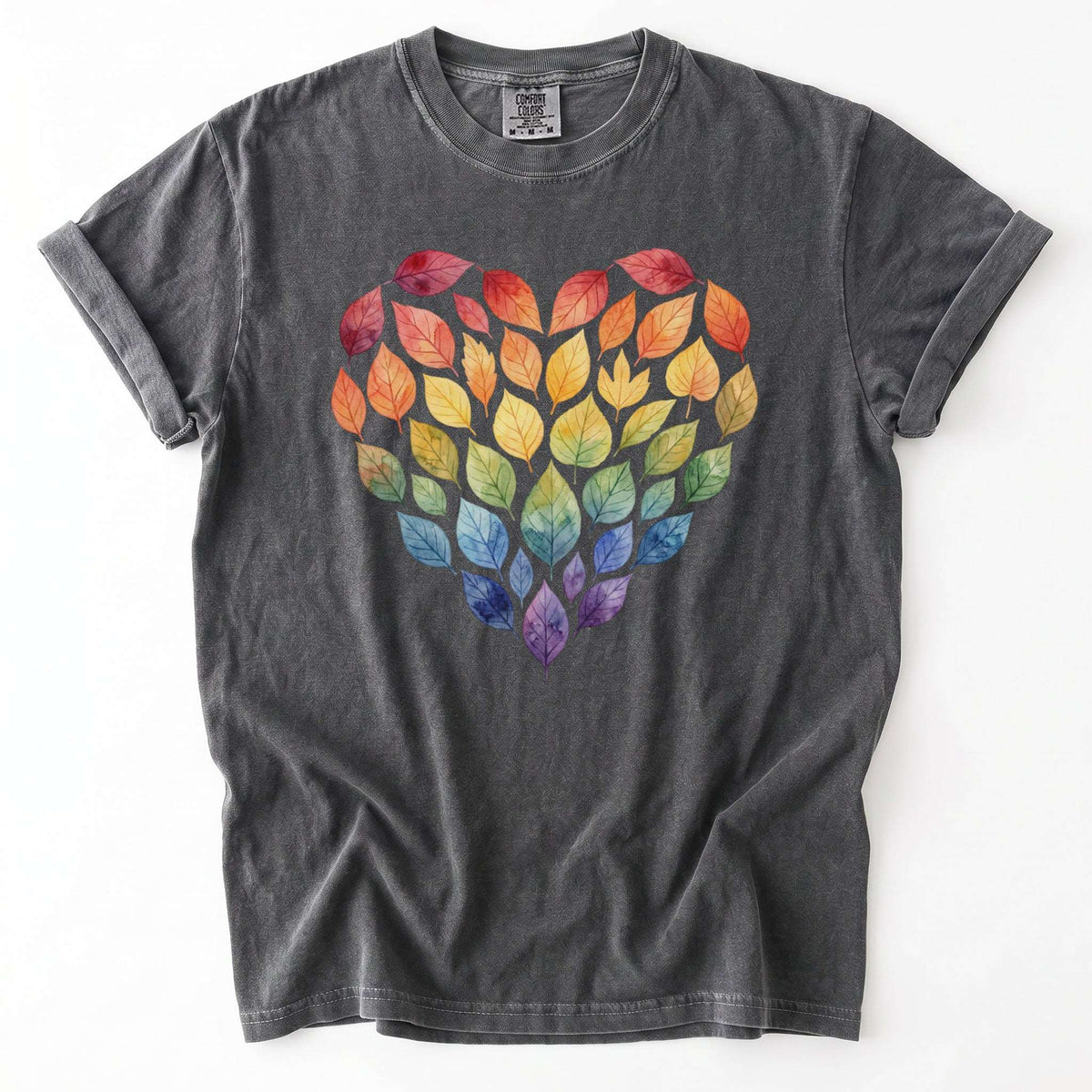 Rainbow Leaf Heart Vintage Washed T-Shirt