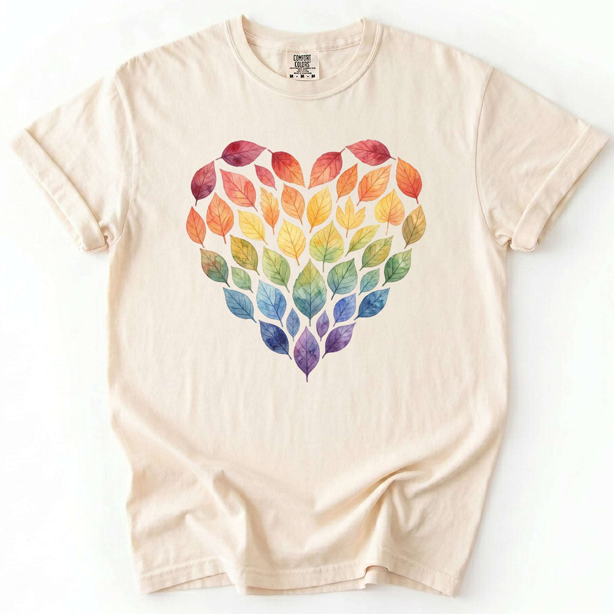 Rainbow Leaf Heart Vintage Washed T-Shirt