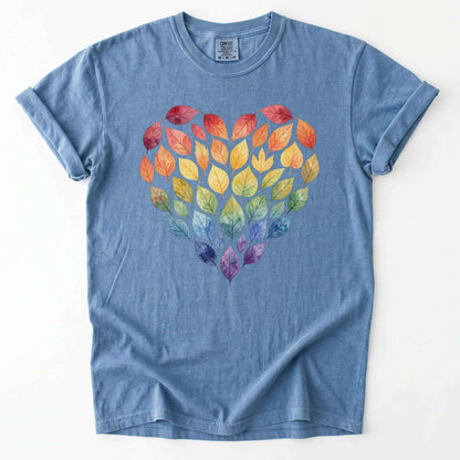 Rainbow Leaf Heart Vintage Washed T-Shirt