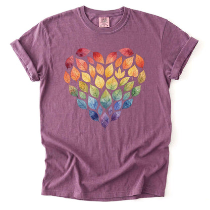 Rainbow Leaf Heart Vintage Washed T-Shirt