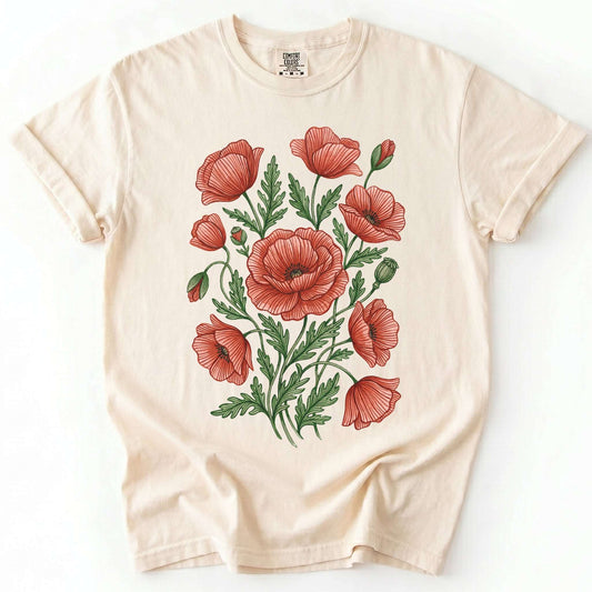 Red Poppy Vintage Washed T-Shirt