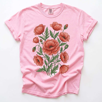 Red Poppy Vintage Washed T-Shirt