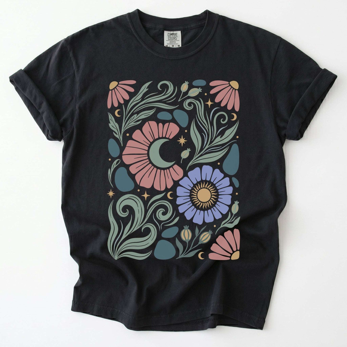 Retro Floral Swirl Vintage Washed T-Shirt