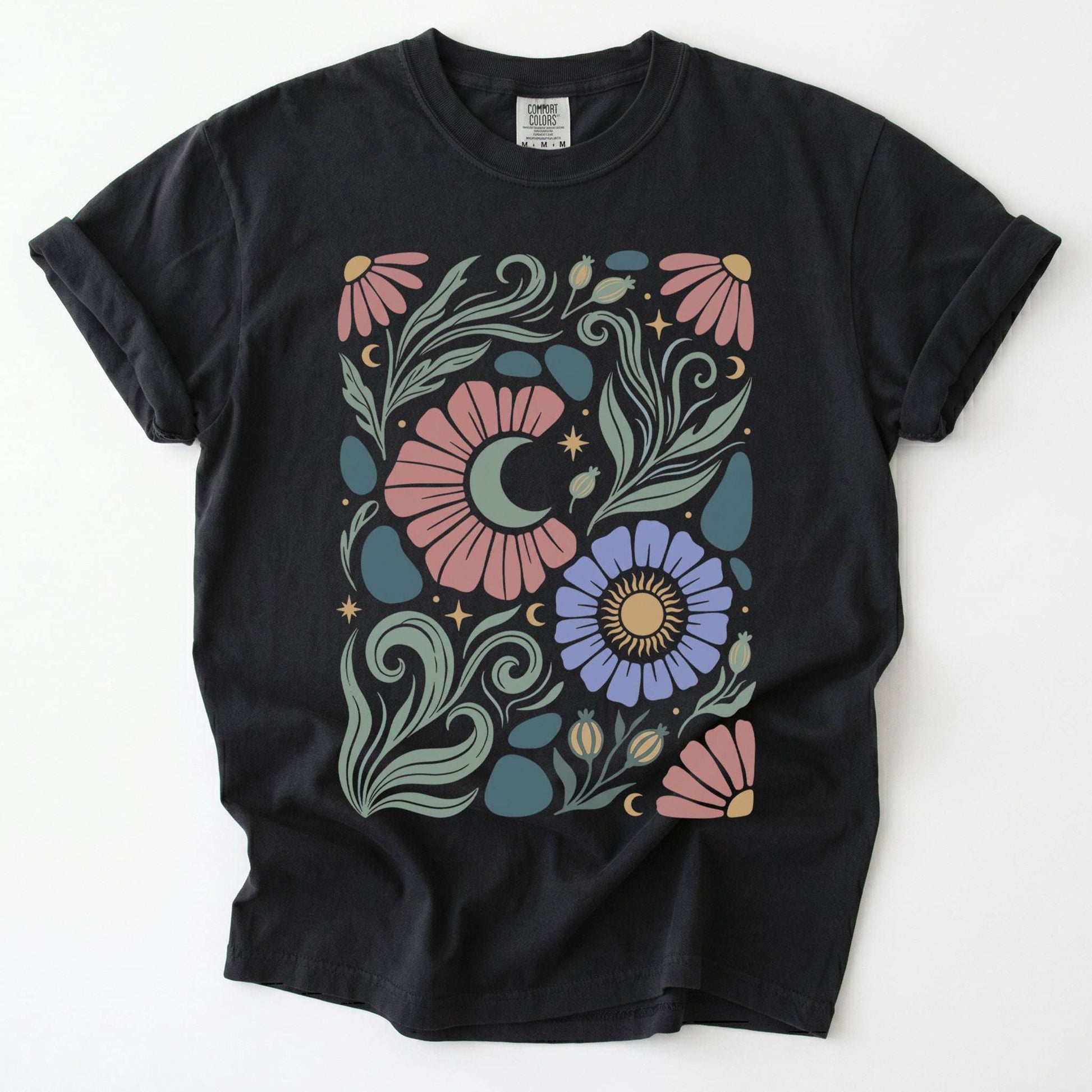 Retro Floral Swirl Vintage Washed T-Shirt