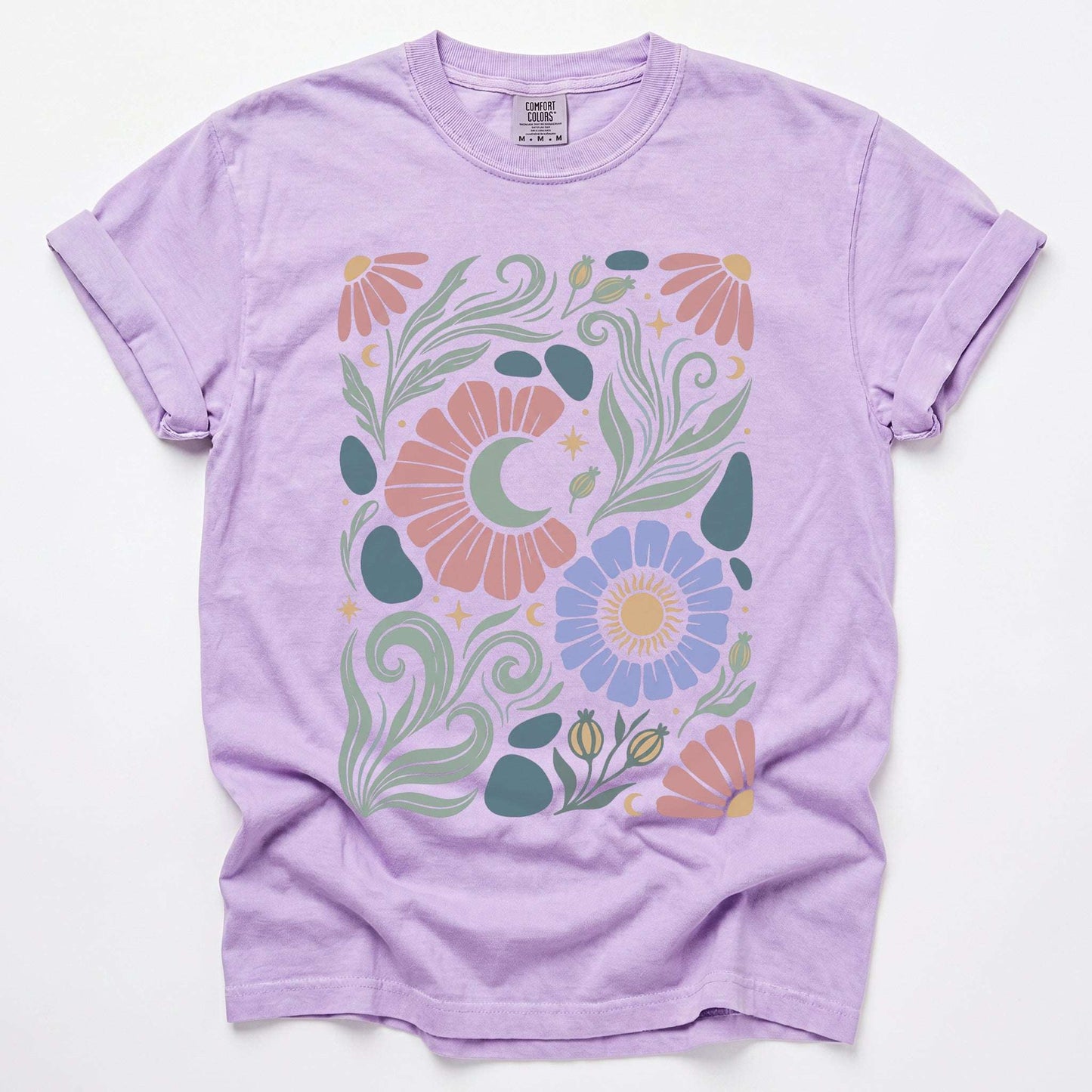 Retro Floral Swirl Vintage Washed T-Shirt