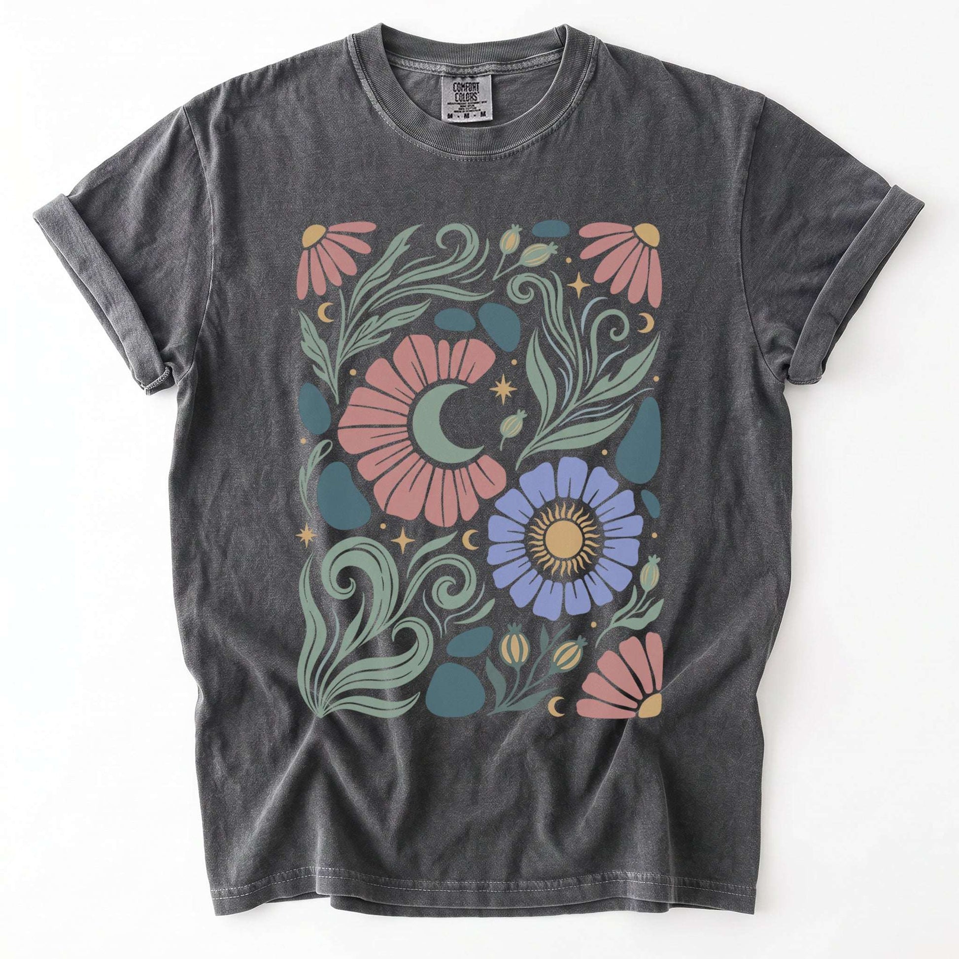 Retro Floral Swirl Vintage Washed T-Shirt