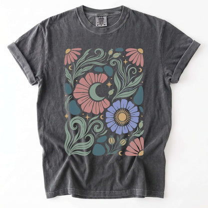Retro Floral Swirl Vintage Washed T-Shirt