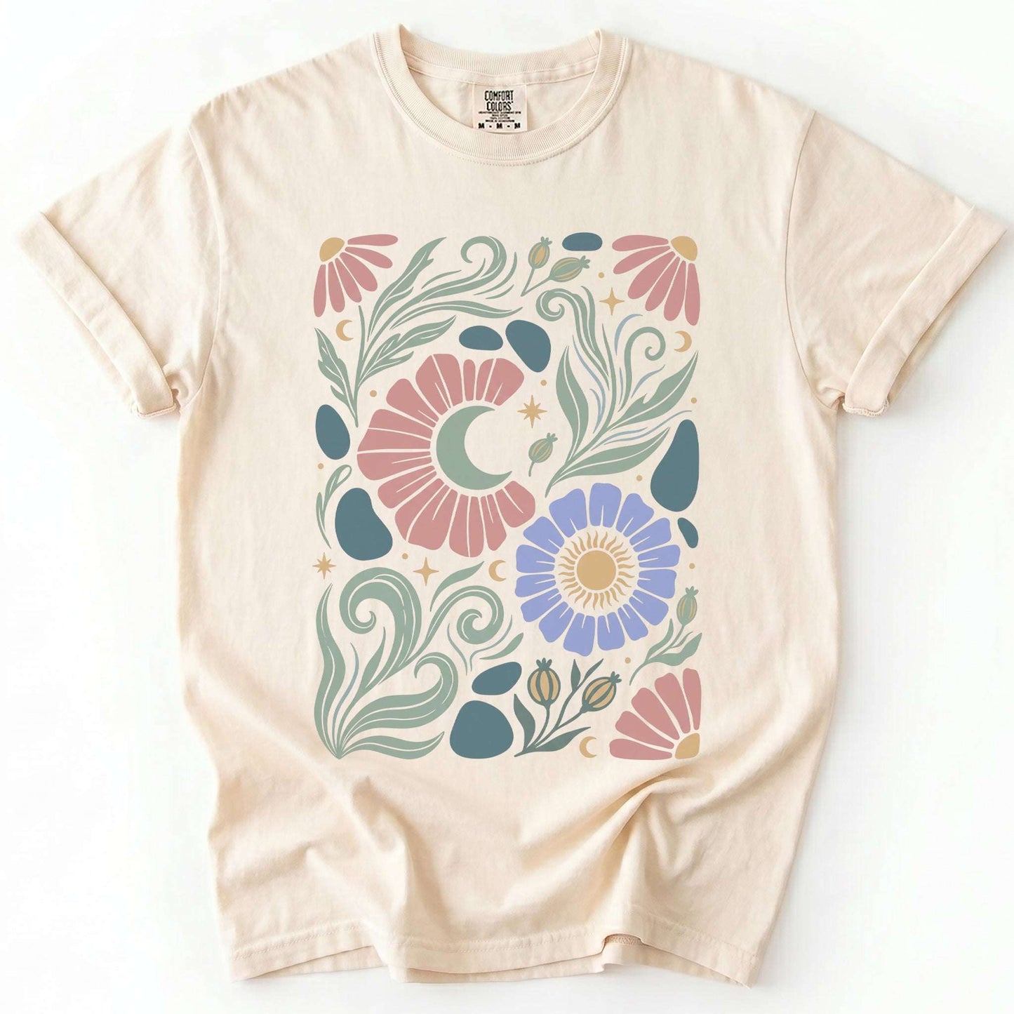 Retro Floral Swirl Vintage Washed T-Shirt