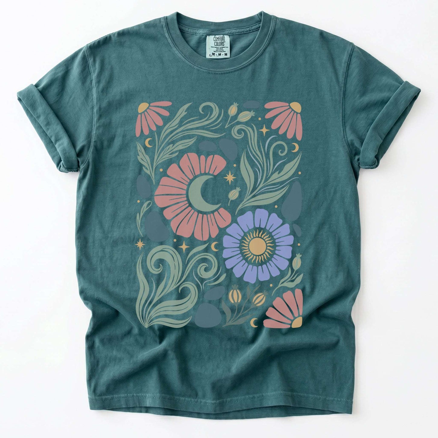 Retro Floral Swirl Vintage Washed T-Shirt