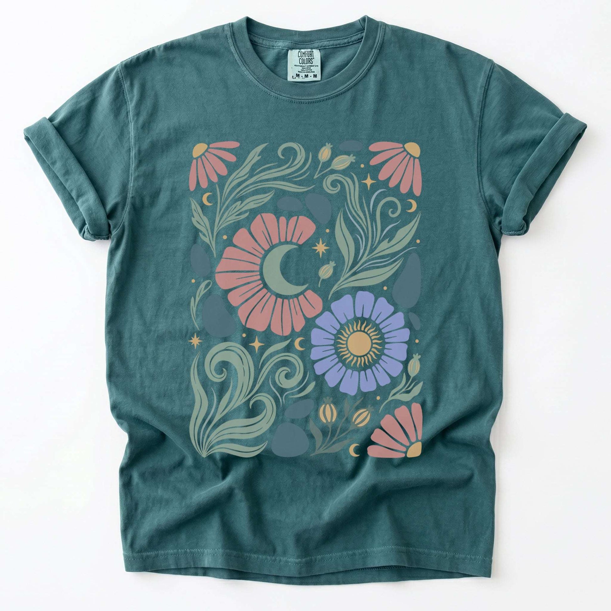 Retro Floral Swirl Vintage Washed T-Shirt