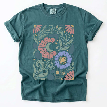 Retro Floral Swirl Vintage Washed T-Shirt