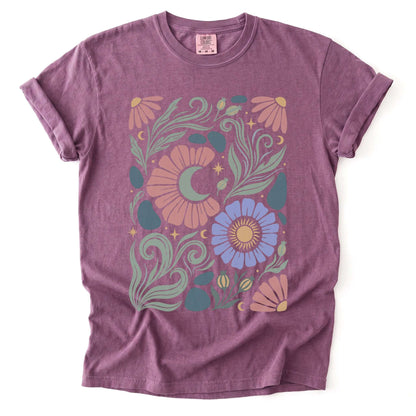 Retro Floral Swirl Vintage Washed T-Shirt
