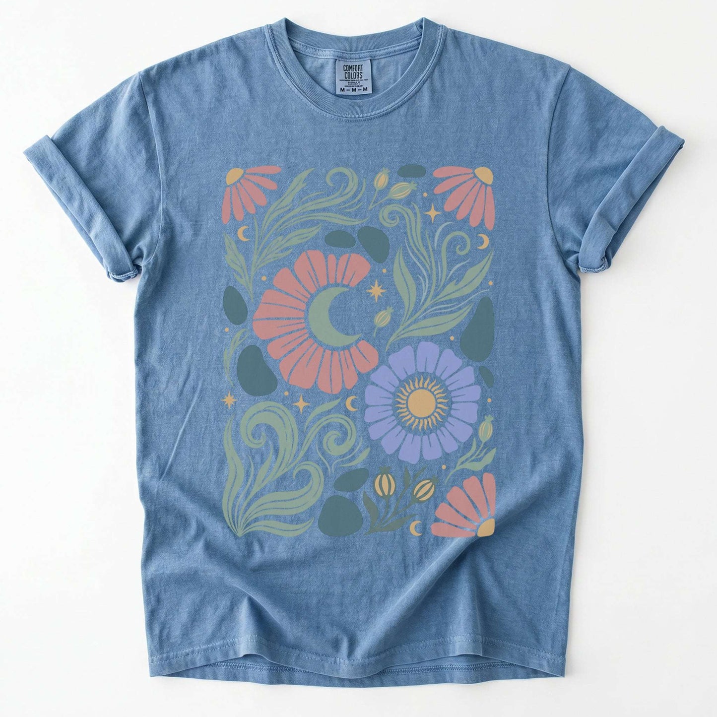 Retro Floral Swirl Vintage Washed T-Shirt