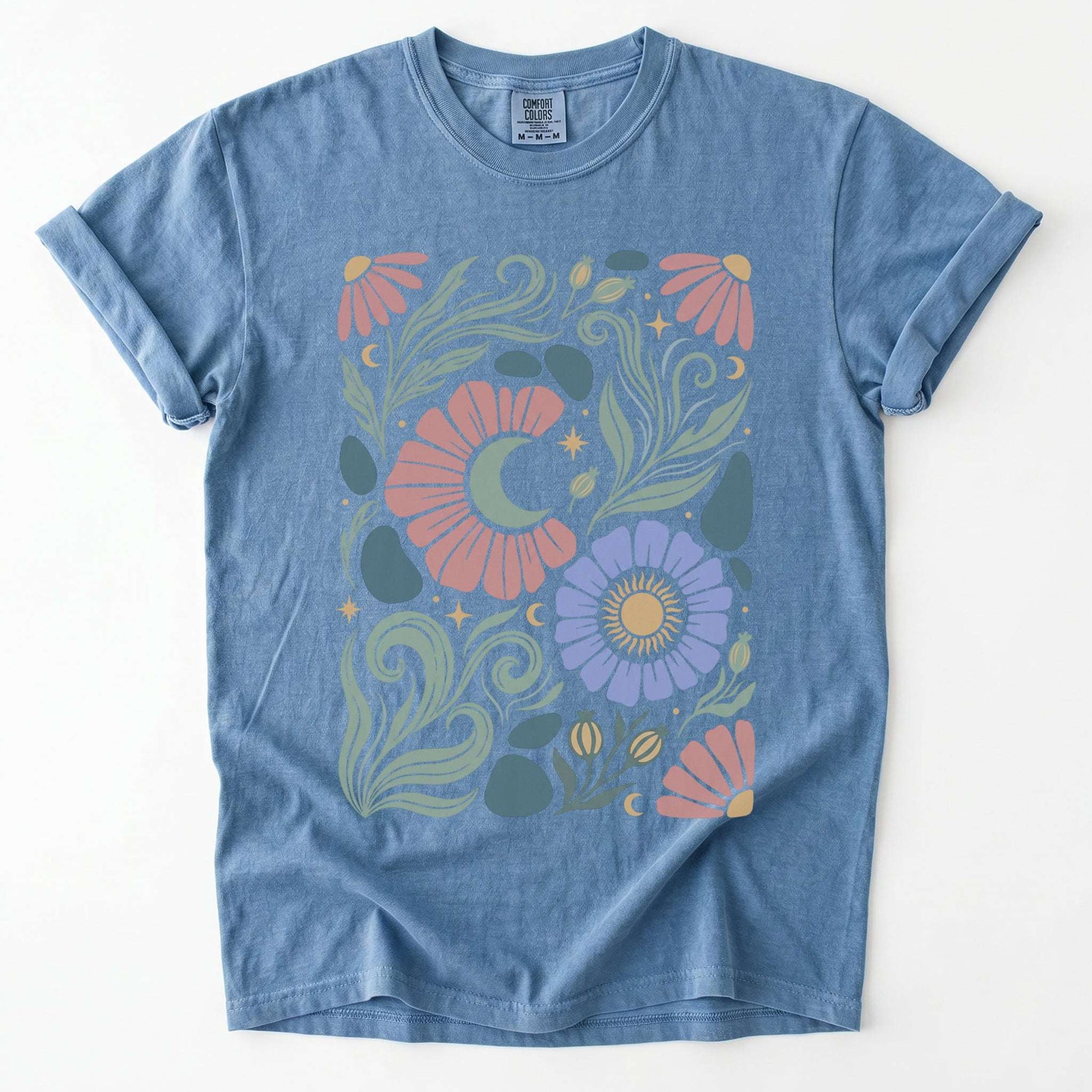 Retro Floral Swirl Vintage Washed T-Shirt