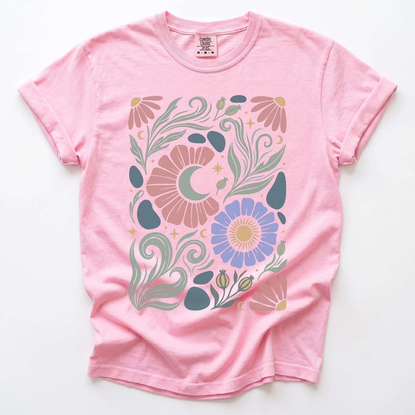 Retro Floral Swirl Vintage Washed T-Shirt