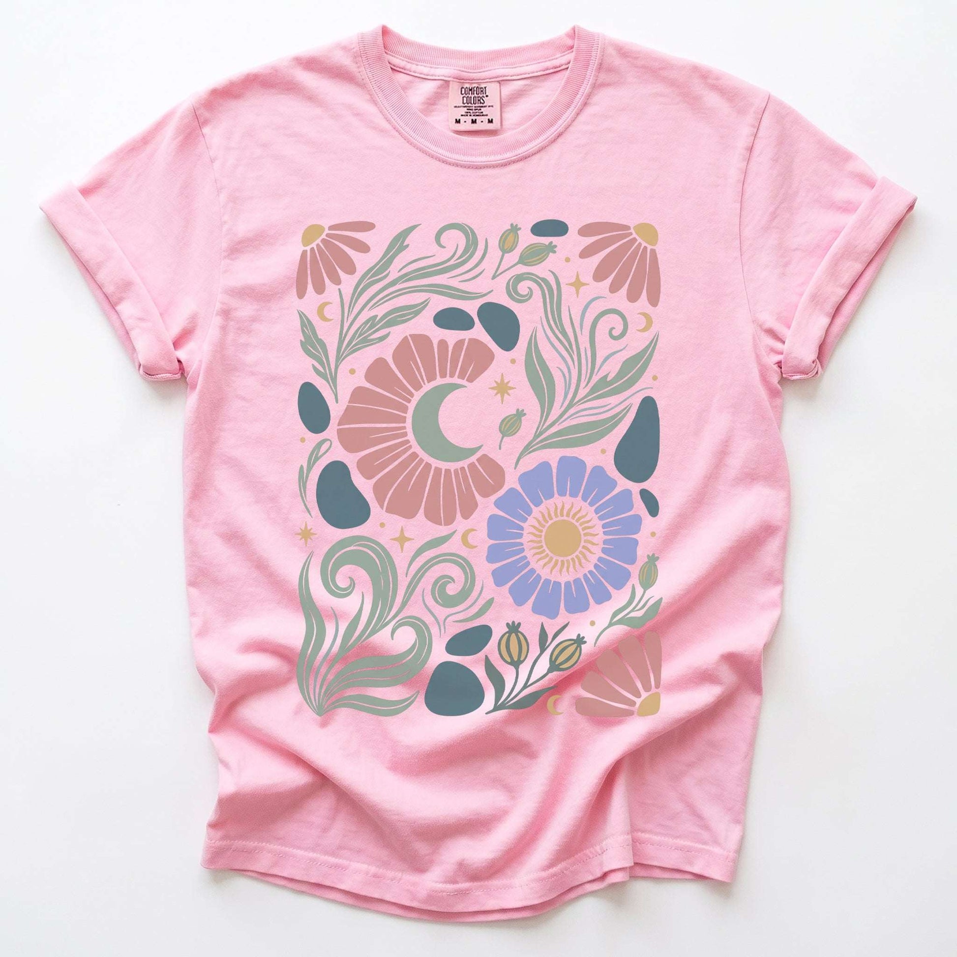 Retro Floral Swirl Vintage Washed T-Shirt