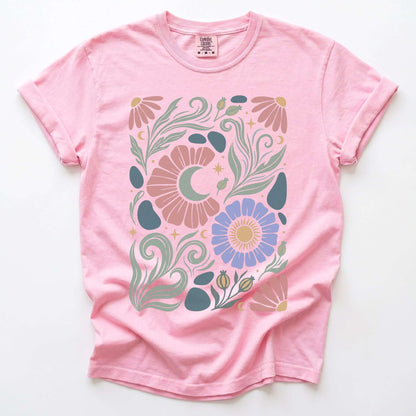 Retro Floral Swirl Vintage Washed T-Shirt