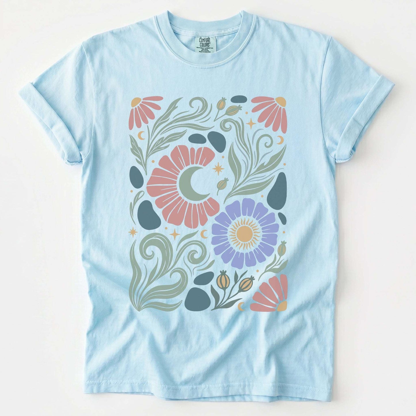 Retro Floral Swirl Vintage Washed T-Shirt