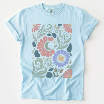 Retro Floral Swirl Vintage Washed T-Shirt