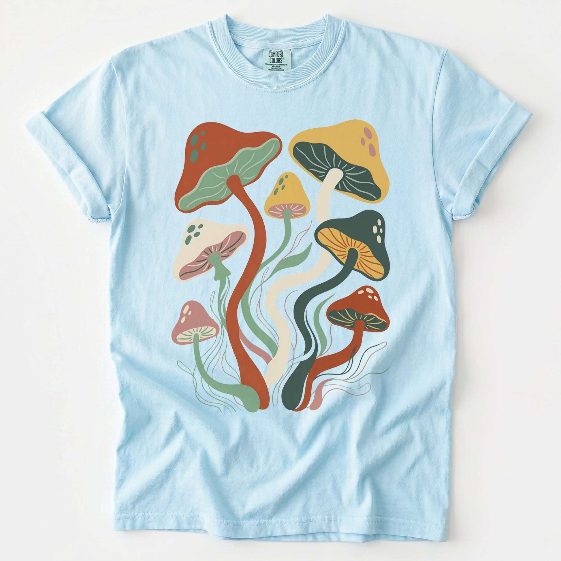 Retro Wavy Mushrooms Vintage Washed T-Shirt