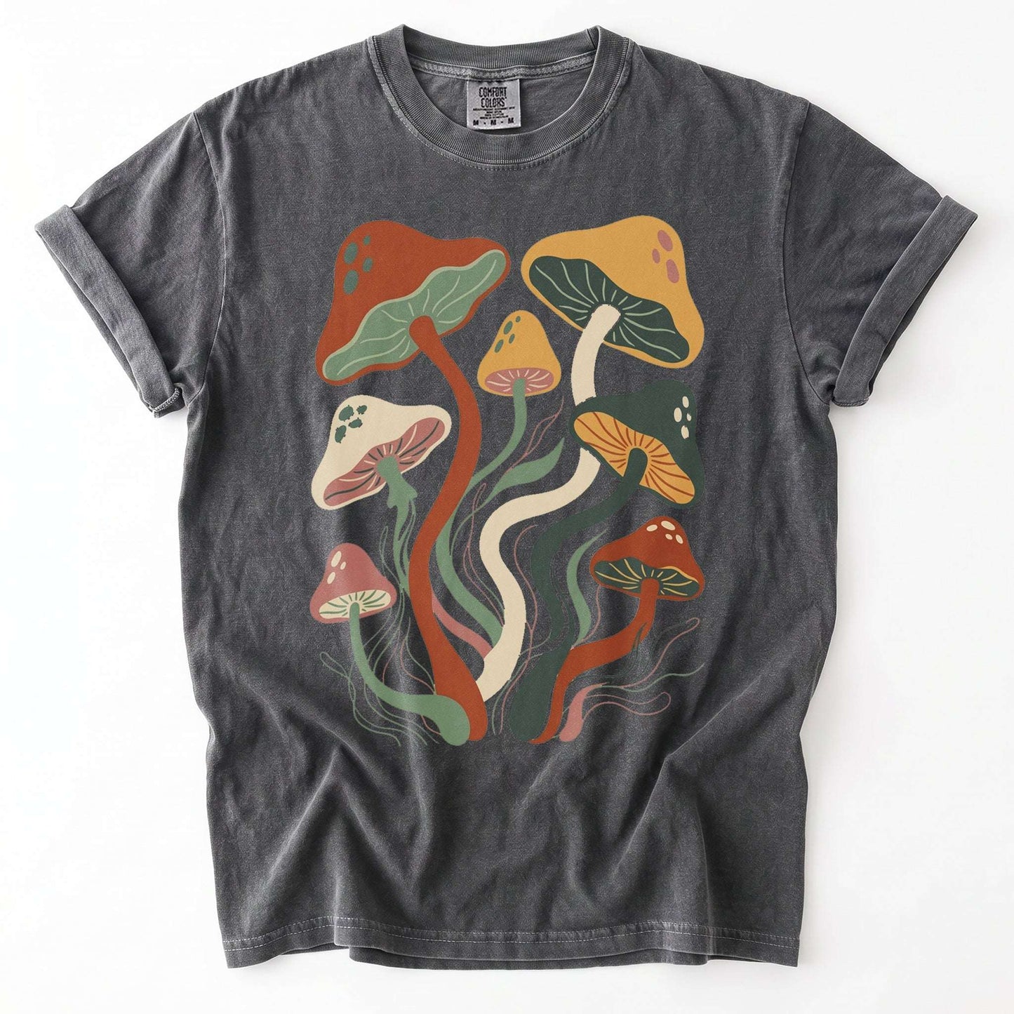 Retro Wavy Mushrooms Vintage Washed T-Shirt