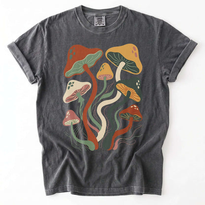 Retro Wavy Mushrooms Vintage Washed T-Shirt