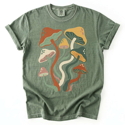 Retro Wavy Mushrooms Vintage Washed T-Shirt