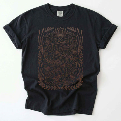 River & Lotus Block Print Vintage Washed T-Shirt