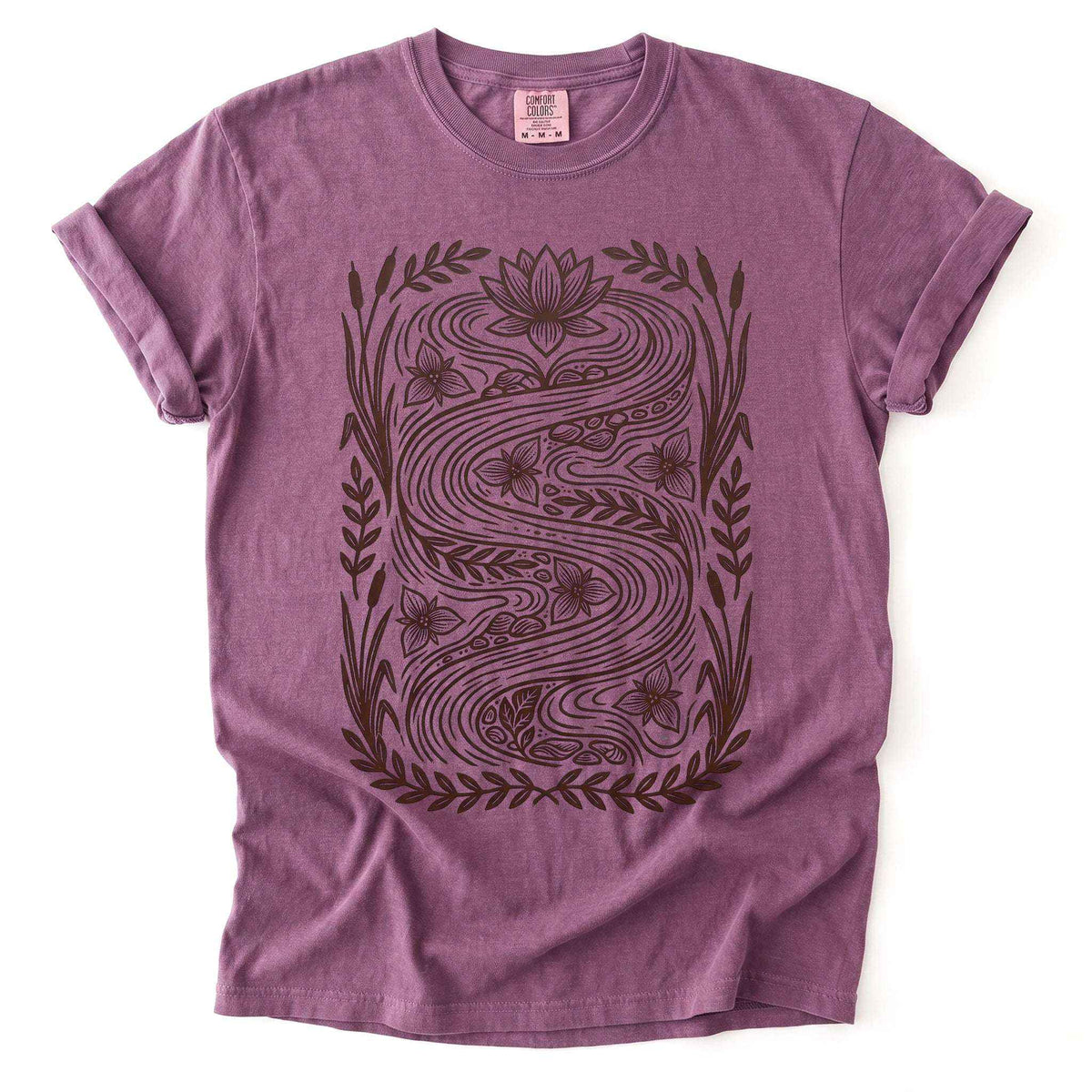 River & Lotus Block Print Vintage Washed T-Shirt