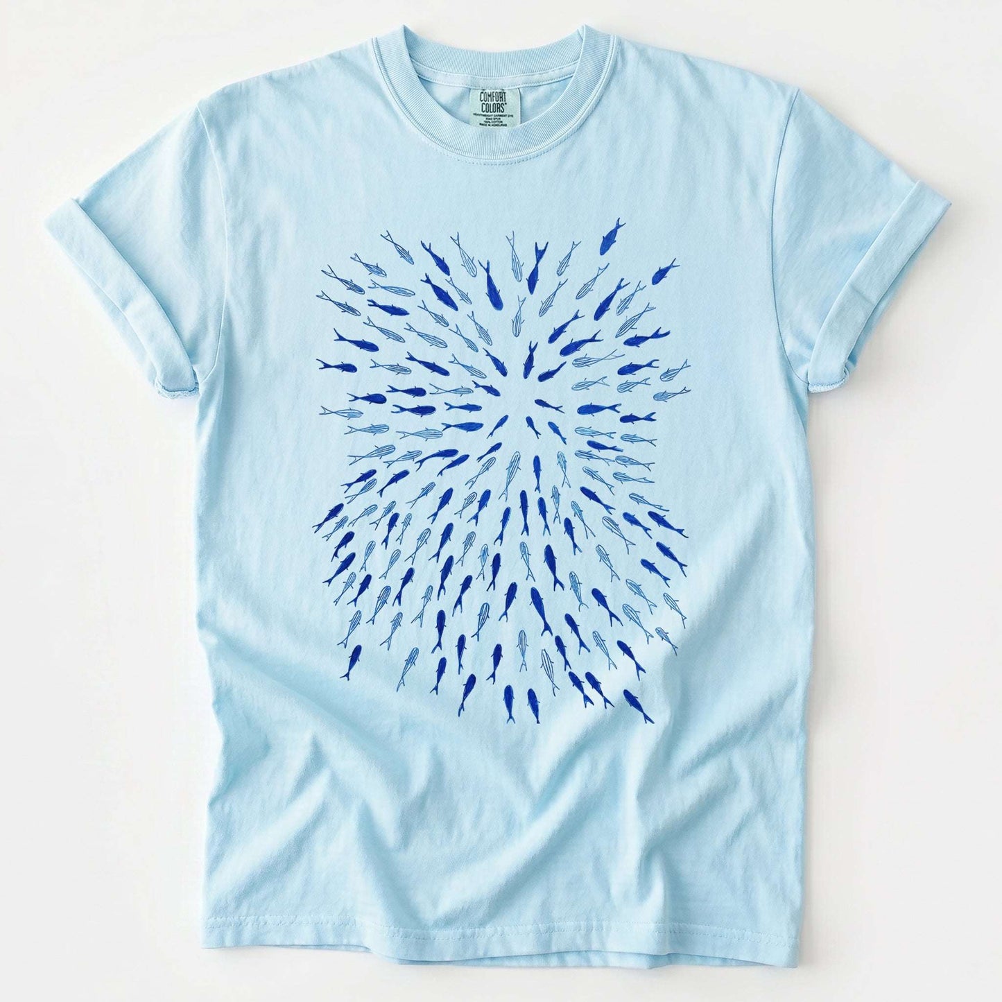 Minimalist Oceanic Fish Vintage Washed T-Shirt