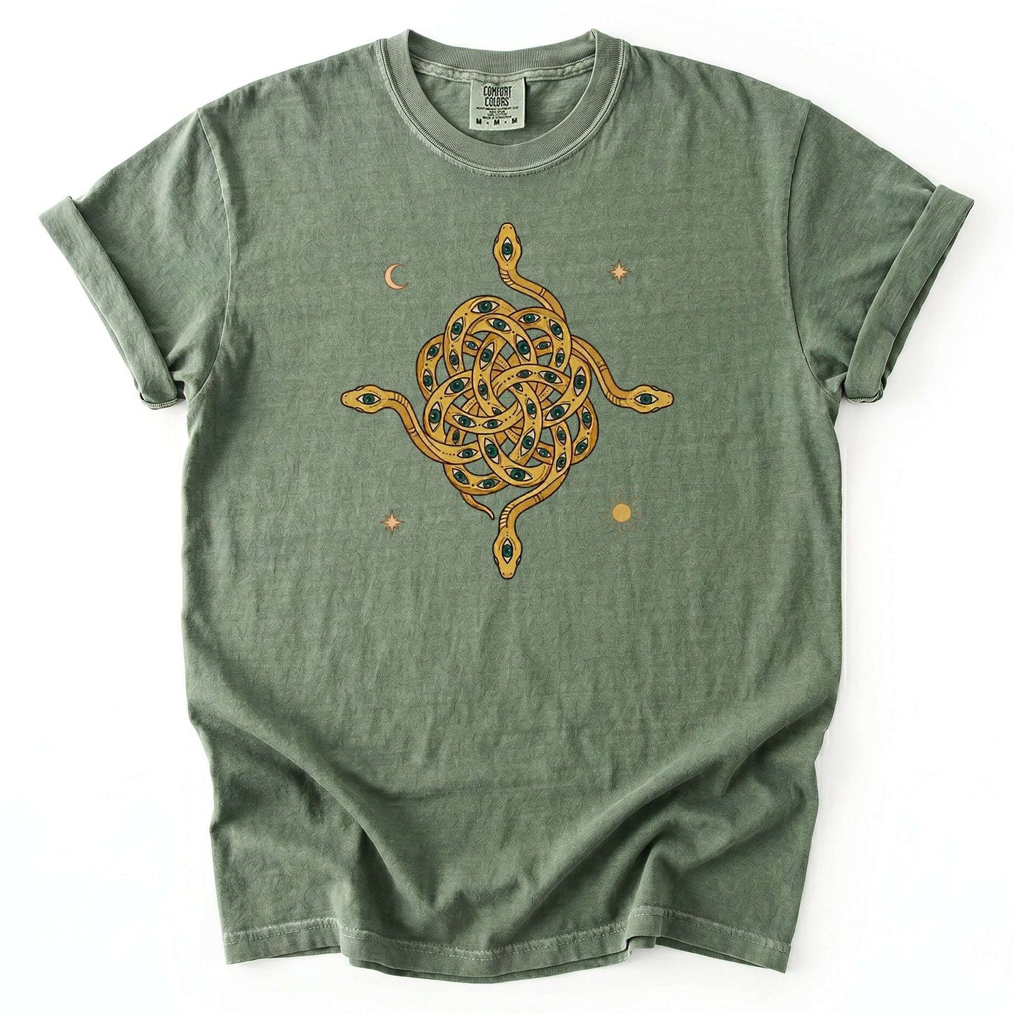 Mystical Intertwined Serpents Vintage Washed T-Shirt
